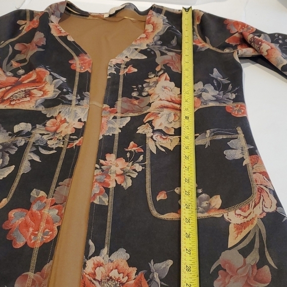 Floral Flower Print Duster Jacket Sz L - Picture 13 of 13